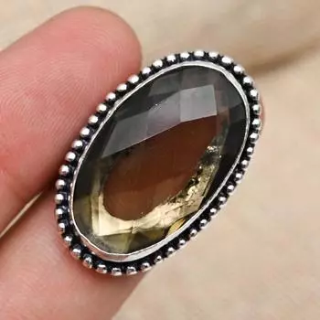Ювелирное кольцо ручной работы с дымчатым топазом на День Благодарения из стерлингового серебра 925 пробы 4 коричневый