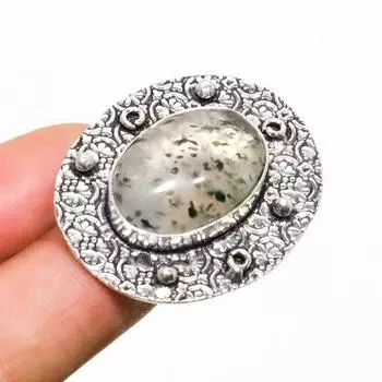 Ювелирное кольцо ручной работы с кварцем лодолитом 925 пробы, посеребренное, размер 7