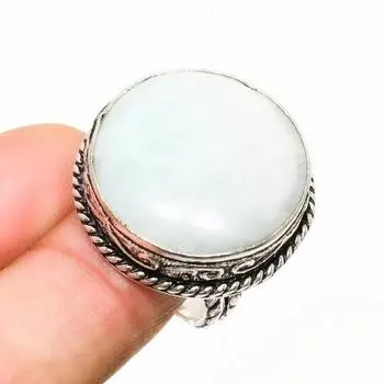 Ювелирное кольцо ручной работы с покрытием из серебра 925 пробы и аквамарина, размер 8