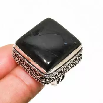 Ювелирное кольцо ручной работы с яшмой из корня шлейка 925 пробы, посеребренное, размер 6,5