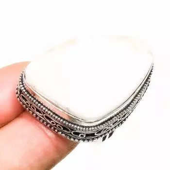 Ювелирное кольцо ручной работы с радужным лунным камнем, серебро 925 пробы, размер 8,5