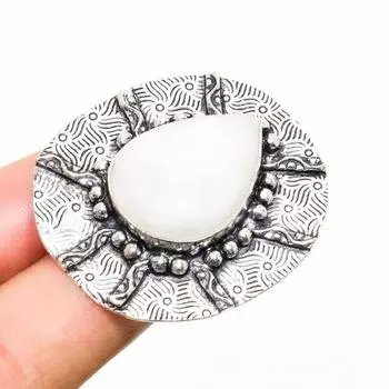 Ювелирное кольцо ручной работы с радужным лунным камнем, серебро 925 пробы, размер 7,5