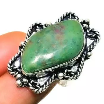 Ювелирное кольцо ручной работы с рубином и фукситом 925 пробы, посеребренное, размер 6,5