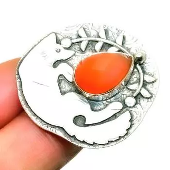 Ювелирное кольцо ручной работы с сердоликом 925 пробы, посеребренное, размер 8