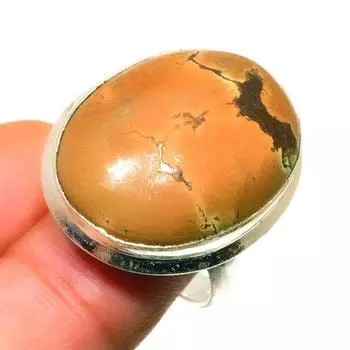 Ювелирное кольцо ручной работы с тибетской бирюзой 925 пробы, посеребренное, размер 8,5