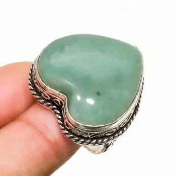 Ювелирное кольцо ручной работы с зеленым апатитом, посеребренное 925 пробы, размер 7,5