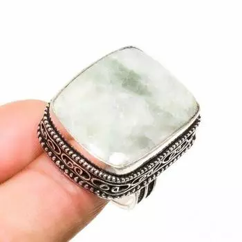 Ювелирное кольцо с оранжевым серафинитом 925 пробы, посеребренное, размер 7,5