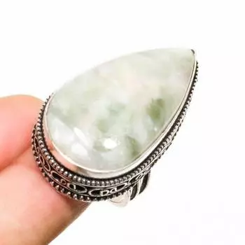 Ювелирное кольцо с оранжевым серафинитом 925 пробы, посеребренное, размер 8,5