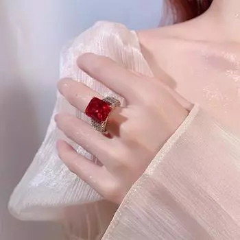 Ювелирное кольцо с позолоченным дном из меди и цирконием, темно-синее кольцо со шпинелью