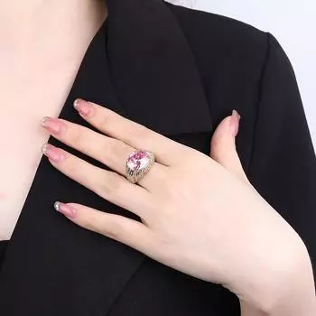 Ювелирное кольцо с рельефным драгоценным камнем, роскошное женское кольцо для ежегодной встречи, высококачественное кольцо с розовым цирконием, подходящее по цвету синий