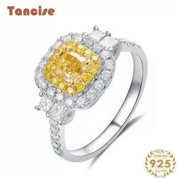 Ювелирное кольцо Tancision 6*6 с квадратным цирконом, золотое 6*6 мм, роскошное кольцо с бриллиантом, женское обручальное кольцо. 5 жёлтый