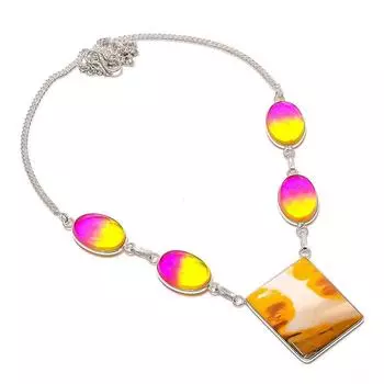 Ювелирное колье из стерлингового серебра 925 пробы с натуральным мукаитом и турмалином 18 дюймов a2C18