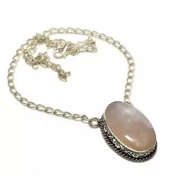 Ювелирное колье ручной работы с розовым кварцем 925 пробы, посеребренное, 18 дюймов 18 розовый