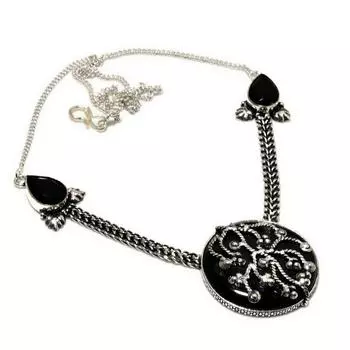 Ювелирное колье с нууммитом и черной шпинелью 925 пробы с серебряным покрытием длиной 18 дюймов 18 чёрный