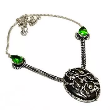 Ювелирное ожерелье Curpitboulder Opal Peridot 925 с посеребренным покрытием 18 дюймов 18 коричневый