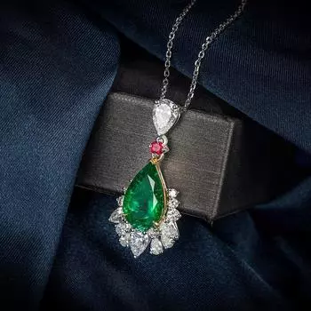 Ювелирное ожерелье из 18-каратного золота, женское оригинальное твердое кулон с сапфиром 18 карат, роскошное женское ожерелье из натурального камня, изысканные ювелирные изделия зелёный