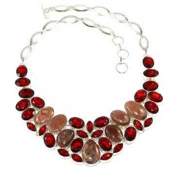 Ювелирное ожерелье из драгоценного камня граната родохросорита 16-18