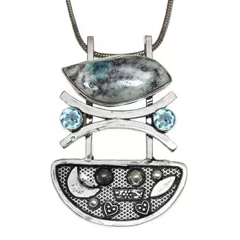 Ювелирное ожерелье из драгоценных камней яшмы ручной работы с этнической нитью макраме