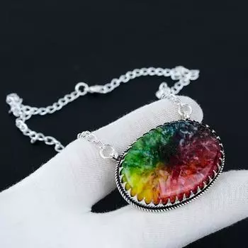 Ювелирное ожерелье из драгоценных камней Rainbow Solar, Ожерелье-подвеска из стерлингового серебра 925 пробы с натуральными солнечными лучами Rainbow для свадебного подарка, Ожерелье для женщин 20