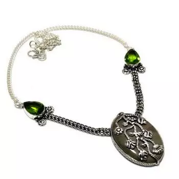 Ювелирное ожерелье из фарфора с яшмой и перидотом 925 пробы, посеребренное, 18 дюймов 18 фиолетовый