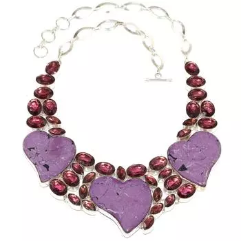 Ювелирное ожерелье из фиолетового бирюзового аметиста и кварца 16-18 дюймов