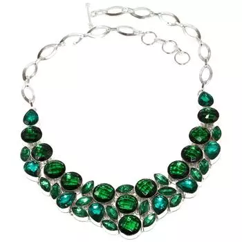 Ювелирное ожерелье из изумрудного кварца и хромдиопсида 16-18