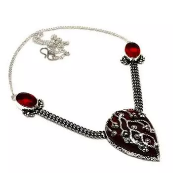 Ювелирное ожерелье из красного лабрадорита с гранатом и позолоченным серебром 925 пробы, 18 дюймов 18 красный