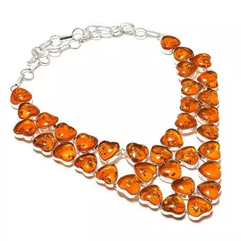 Ювелирное ожерелье из натурального балтийского янтаря из стерлингового серебра 925 пробы 18 дюймов B3Y60