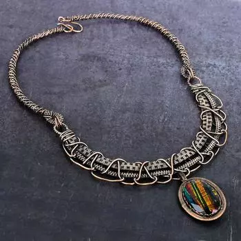 Ювелирное ожерелье из натурального драгоценного камня мистического топаза с медной проволокой 18 дюймов m2A87