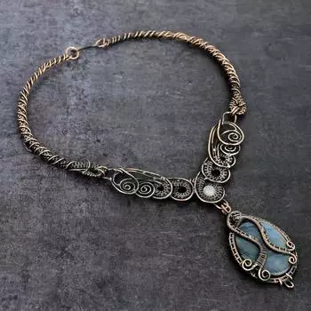 Ювелирное ожерелье из натурального лабрадорита, лунного камня, медной проволоки, 18 дюймов, m1l83