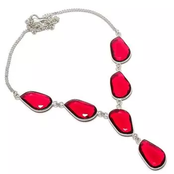 Ювелирное ожерелье из натурального мозамбикского граната из стерлингового серебра 925 пробы 18 дюймов D3u68