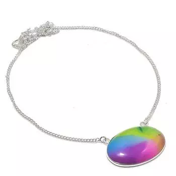 Ювелирное ожерелье из натурального радужного солнечного кварца 925 пробы 18 дюймов A2u81