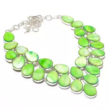 Ювелирное ожерелье из натурального зеленого перламутра 925 пробы, 18 дюймов, k4e34