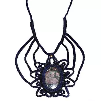 Ювелирное ожерелье из ниток макраме из родонита, подвеска ручной работы, драгоценный камень 20-36 Ad