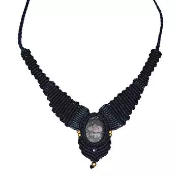 Ювелирное ожерелье из ниток макраме из родонита, подвеска ручной работы, драгоценный камень 20-36 Ad