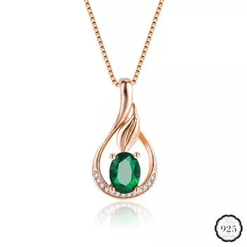 Ювелирное ожерелье из серебра 925 пробы с изумрудным цирконом, драгоценный камень, подвеска в форме цветка для женщин, свадебные украшения для вечеринок