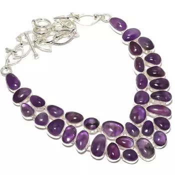 Ювелирное ожерелье из серебра 925 пробы с африканским аметистом, 18 дюймов JCN409-109