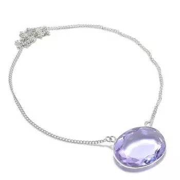 Ювелирное ожерелье из серебра 925 пробы с натуральным александритовым кварцем 18 дюймов B7f59