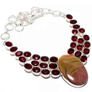 Ювелирное ожерелье из серебра 925 пробы с императорской яшмой и гранатом, 18 дюймов, MQ-1209 18 красный