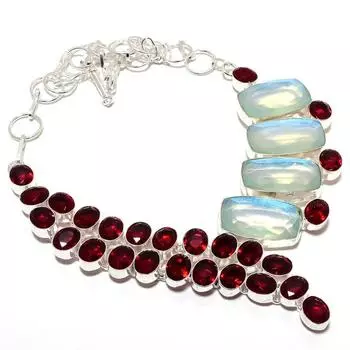 Ювелирное ожерелье из серебра 925 пробы с аква-мистик-топазом и гранатом, 18 дюймов MQ-1263 18 белый