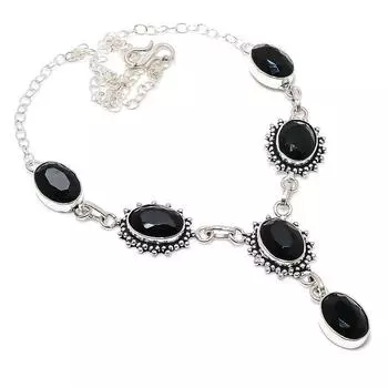 Ювелирное ожерелье из серебра 925 пробы с черными шпинелями 18 дюймов i1N65 чёрный