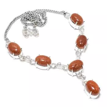 Ювелирное ожерелье из серебра 925 пробы с красным солнечным камнем 18 дюймов T7Z92 красный