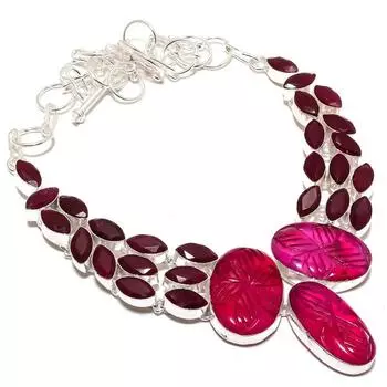 Ювелирное ожерелье из серебра 925 пробы с резным рубином 18 дюймов MQ-1219 18 красный