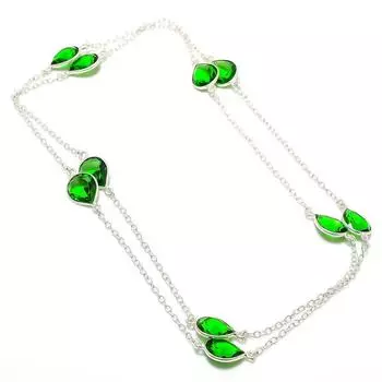 Ювелирное ожерелье из серебра 925 пробы с драгоценным камнем перидот 36 дюймов g4g63 зелёный
