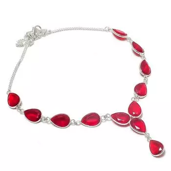 Ювелирное ожерелье из серебра 925 пробы с гранатовым камнем ручной работы 18 дюймов b7B09