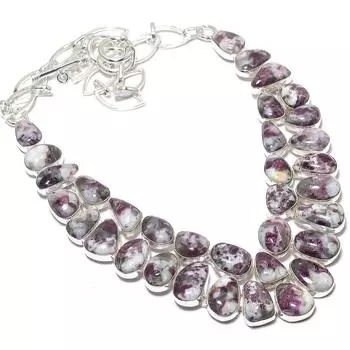 Ювелирное ожерелье из серебра 925 пробы с драгоценным камнем лепидолитом, 18 дюймов JCN484-117