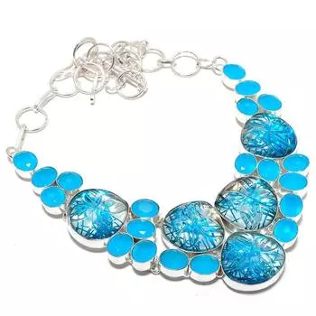 Ювелирное ожерелье из серебра 925 пробы с синим турмалированным кварцем и рутилом 18 дюймов MQ-1247 18 синий