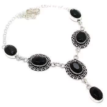 Ювелирное ожерелье из серебра 925 пробы с черным шпинельным камнем 18 дюймов Q4g27 чёрный