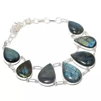 Ювелирное ожерелье из серебра 925 пробы с драгоценным камнем лабрадоритом 18 дюймов S0V72