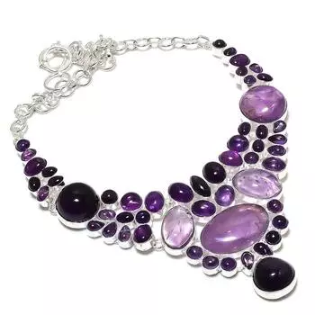 Ювелирное ожерелье из серебра 925 пробы с драгоценным камнем Sage Amethyst, 18 дюймов, s5G73